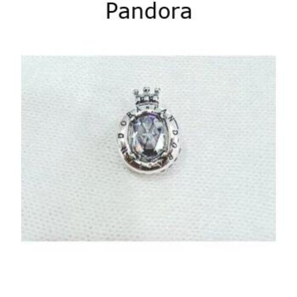 Pandora Sterling Silver Clear Sparkling Crown O Charm For Bracelet S925ALE Silve - Picture 3 of 5
